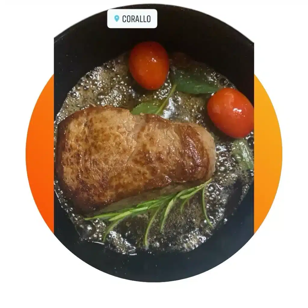 Gebratenes Steak mit Rosmarin im Restaurant Corallo in Zürich